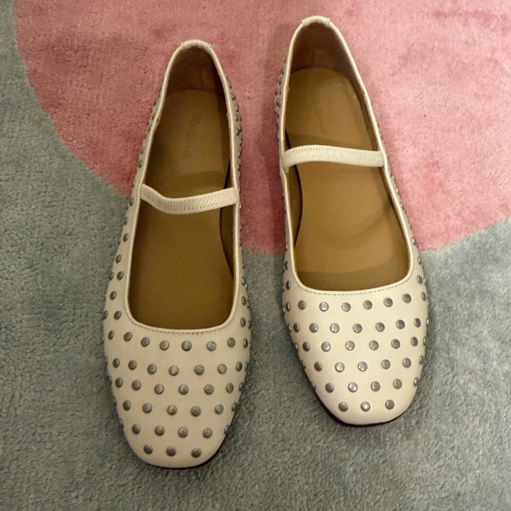Madewell Greta studded Mary Jane ballet flat size 6.5 BRAND NEW! Cream - Picture 6 of 11